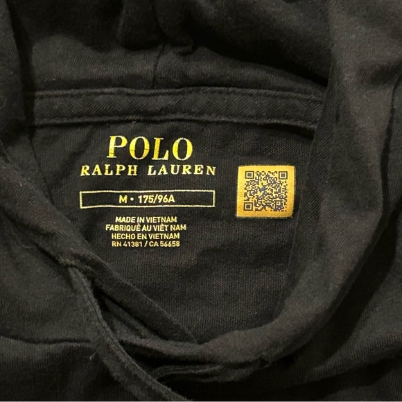 Polo Ralph Lauren Menβs Black Cotton Jersey Hooded T-Shirt Hoodie Medium - Picture 6 of 7